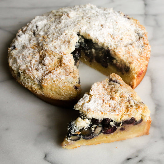 Gluten-Free Dairy-Free Blueberry Crumb tart - Las Delicias Patisserie